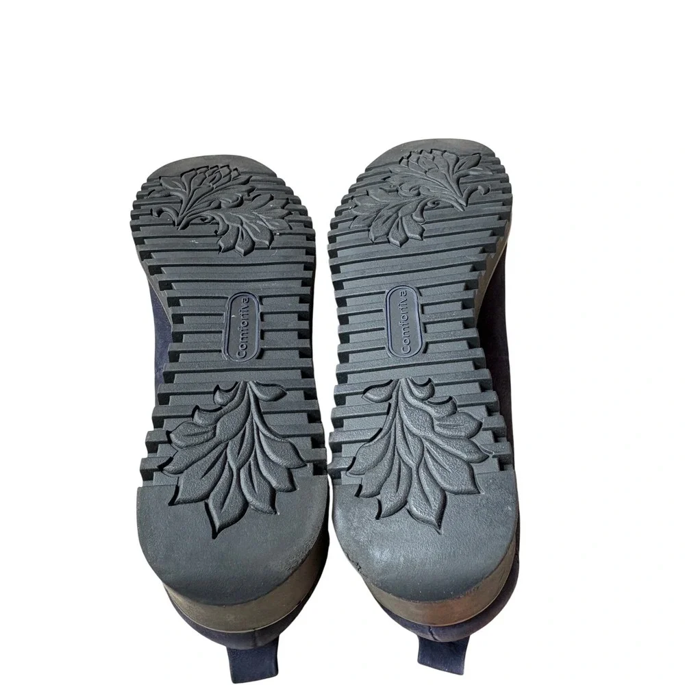 Comfortiva Navy‎ Blue Leather Wedge Pumps Pillowtop Memory Foam Size 8.5M New